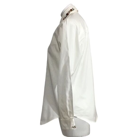 Pendleton Vintage White Oversized Satin Long Sleeve Button Down Blouse Size 8 - Picture 2 of 9